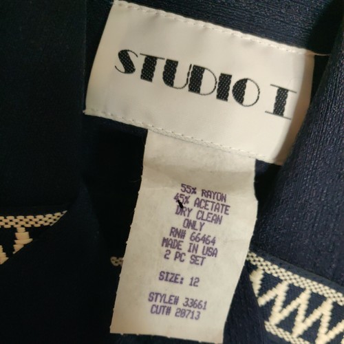 Vintage Studio I women's 12 tank dress & jacket navy tan 2 pc set (see below) - Picture 10 of 11