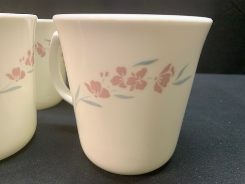 Corelle "SILK BLOSSOMS" Corning Ware ~ Set of 4 ~ Coffee / Tea Cups ~ 3 1/2" Tal - Picture 5 of 6