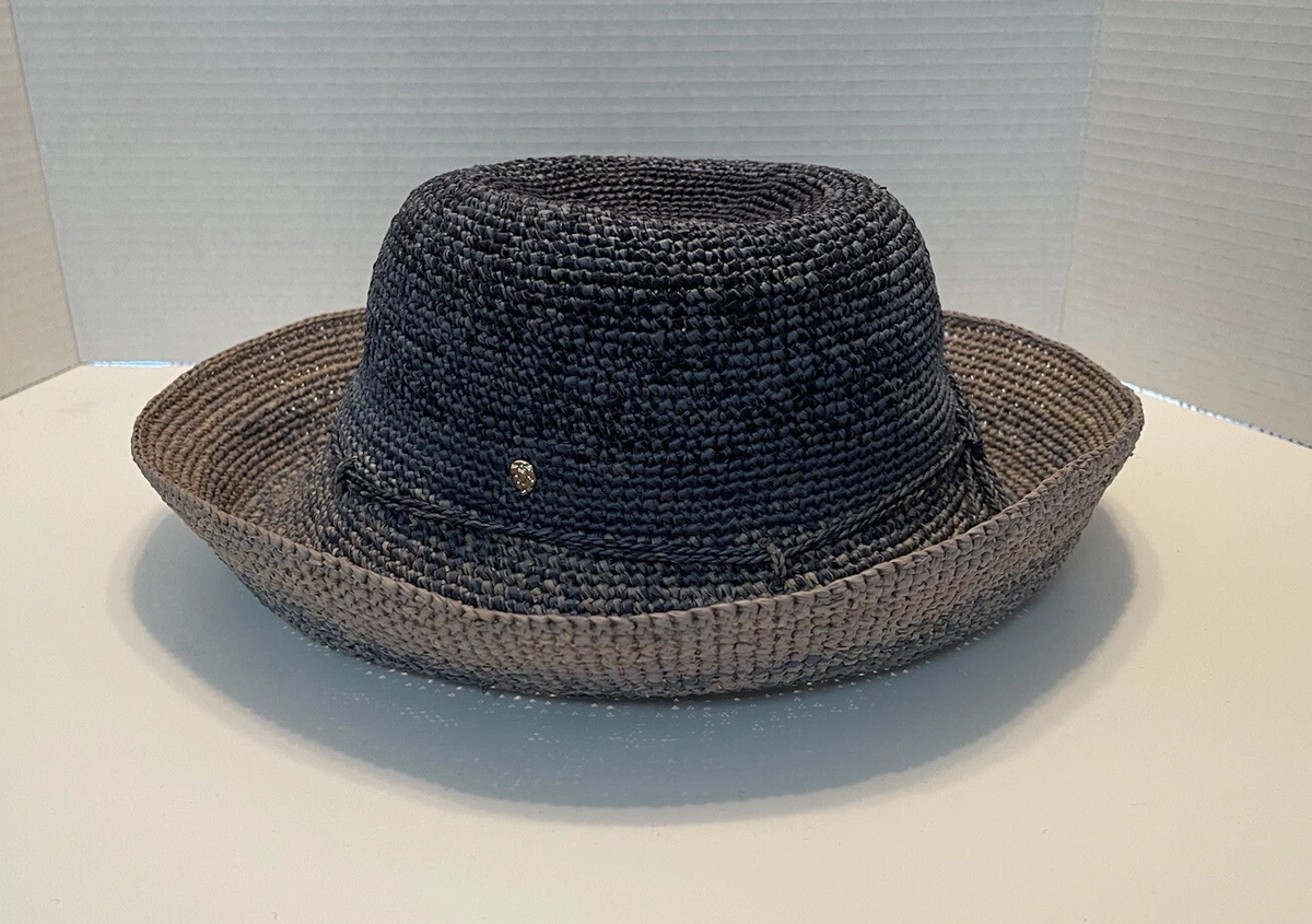 HELEN KAMINSKI 'PROVENCE 10' PACKABLE RAFFIA HAT BLUE/ GRAY ONE SIZE $275