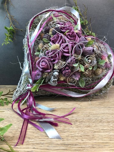 Grabgesteck Herz Seidenblumen Künstlich Haltbar Gesteck Grab Grabdeko Blumen - Bild 10 von 11
