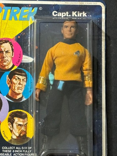 Capt. Kirk Star Trek 1974 Mego Vintage 8" Action Figure NEW UNPUNCHED SEALED - Foto 5 di 9