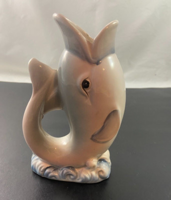 VTG Porcelain Dolphin Creamer/Pitcher G F Japan Label 6''