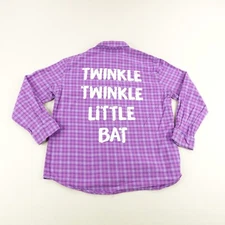 Cakeworthy Shirt Womens XL Flannel Alice in Wonderland Twinkle Little Bat Top
