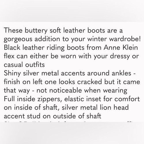 Anne Klein Kacey Wide Calf Riding Boots Black Knee High Leather Boots, Size 6 - Picture 2 of 16