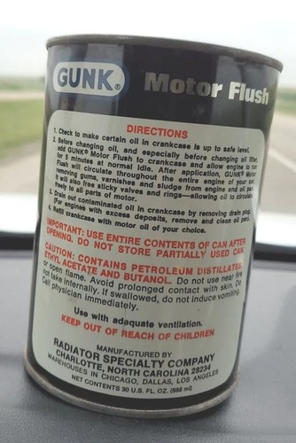 NOS VINTAGE GUNK MOTOR FLUSH Full Can OIL CLEANER 30 FL OZ COLLECTABLE - Picture 2 of 5