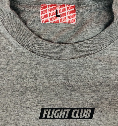 Flight Club Slant Logo Mens T Shirt Size L Heather Gray Black