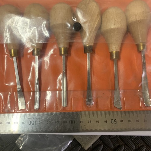 6 Piece Wood Carving Hand Gauges Tool Set -Henry Taylor Sheffield Acorn VGC - Picture 6 of 7