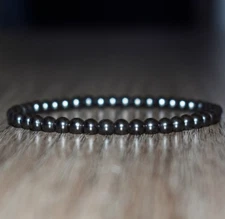 2025 Vintage 4mm Natural Hematite Beaded Crystal Healing Reiki Stretch Bracelet