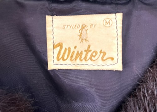 Vintage 1960’s Black Textured Velvet Coat W/ Mink Collar Styled By Winter Size M - Picture 6 of 8