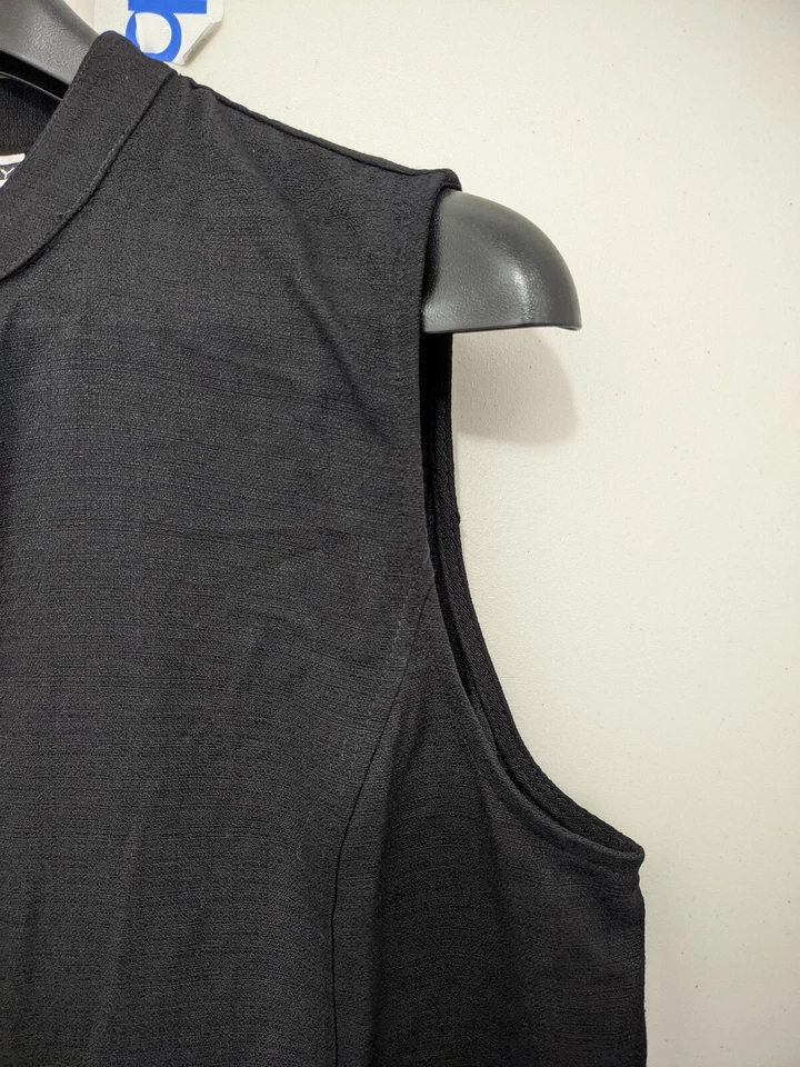 Vestido Dana Kay para mujer 16 negro maxi con botones sin mangas ajuste cintura doble abertura Foto 4 de 4