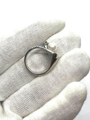 14k 14kt White Gold Vintage Classic Pearl Ladies Ring 3.9 Grams Size 6 - Picture 15 of 24