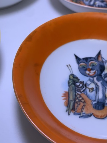 BEYER & BOCK Antique 1920s MUG CAT HANDLE & BOWL SET GERMANY ORANGE - Picture 7 of 9