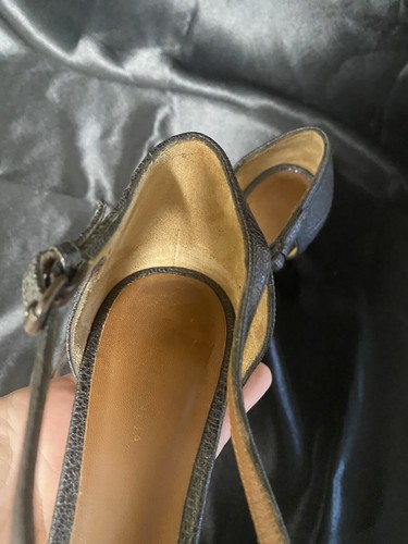 Bottega Veneta Black & Brown Leather Peep Toe Strap Heels Size 37 Italy - Picture 9 of 15