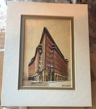 Small Original Painting Chile Haus Hamburg - Dated 47 - German Art / Modernist