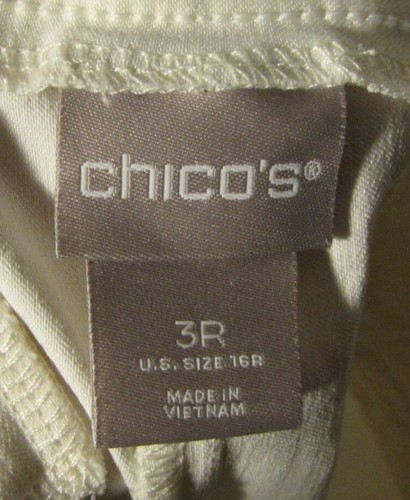 Chico's 3 (16) Off White Ivory Pull On Ankle Pants Stretch - Picture 3 of 3