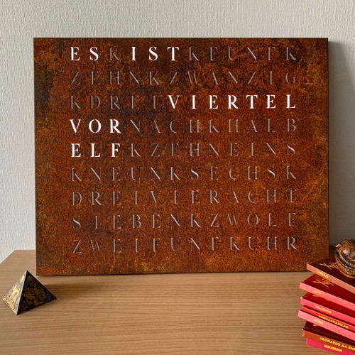 Bausatz WordClock Eisen Rost - Bau dir deine Wortuhr - LED Wanduhr zum basteln - Bild 8 von 10