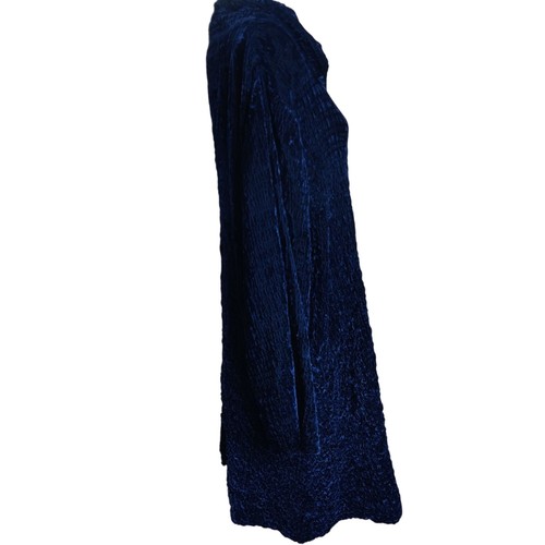 Vintage Georgina Von Etzdorf Womens Dress Tunic Shirred Velvet Navy Blue sz 12 - Picture 4 of 9