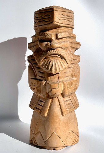 Vintage Japanese Hand carved Wooden Ainu Kokeshi dolls H15.5” in circa 1980s - Picture 2 of 10
