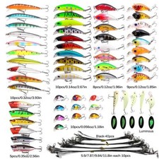 97PCS Fishing Lures Kit Mixed Including Minnow Popper leaders Crank Baits Hooks
