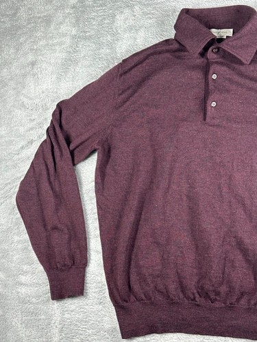 Ermenegildo Zegna Polo Pullover Herren Small Wolle Golf Preppy Burgund Rot Italien - Bild 4 von 15
