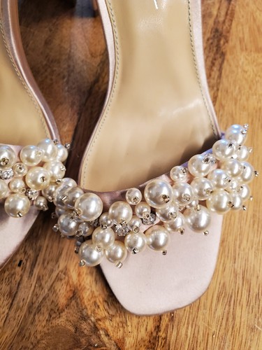 Tacones Betsey Johnson Cuentas Perlas Talla 8.5 Nuevos Sin Caja 4" Tacón Tan Hermoso - Imagen 5 de 8