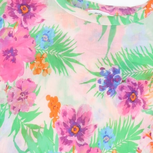 John Lewis Womens Multicoloured Floral Cotton Tunic T-Shirt One Size Boat Neck - Picture 8 of 10