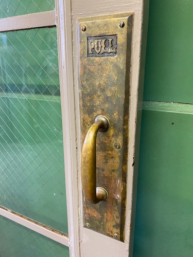 HEAVY Steel Door w/ 8 Lites Chicken Wire Glass 36” X 90” Industrial PUSH PULL - Picture 4 of 10