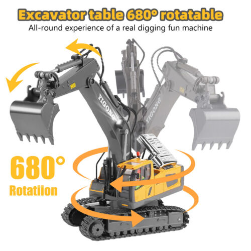 RC Excavator Bulldozer Construction 11CH Remote Control Kids Car Xmas Toy Gifts - Picture 3 of 11