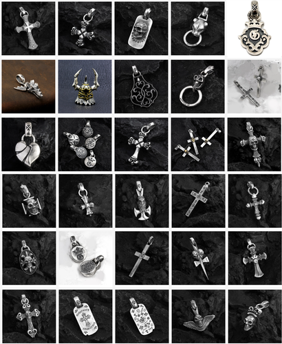 925 sterling silver handmade heavy biker Gothic punk cross couple's pendant - Imagen 10 de 11