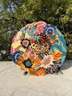 Floral round shape psychedelic Missoni rajmahal Tufted handmade  colorful rug.