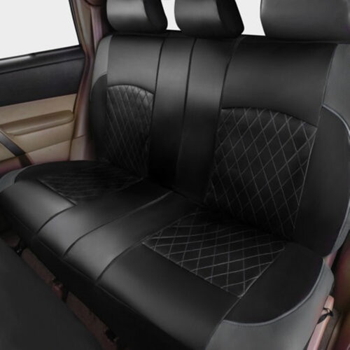 Full Set Front Rear Car Seat Covers PU Leather Pad Mat Chair Cushion Protectors - Bild 3 von 6