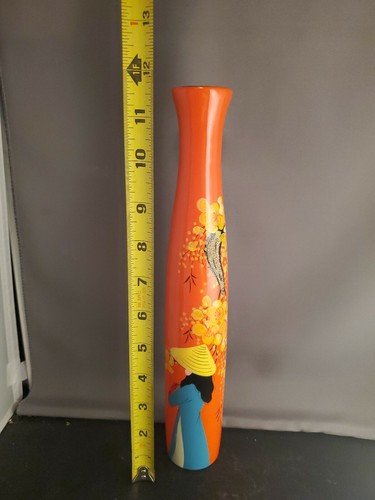 Schöne Vintage Kunstharz handbemalte asiatische Vase - Bild 2 von 9