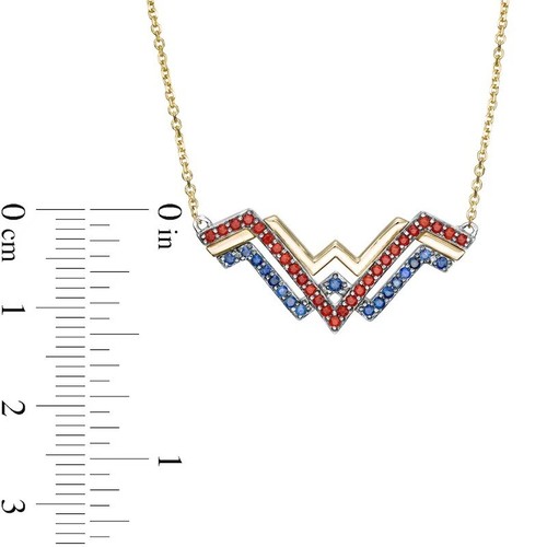 Collana Simboli Collezione Granato e Zaffiro Wonder Woman in Argento Sterling - Foto 3 di 4