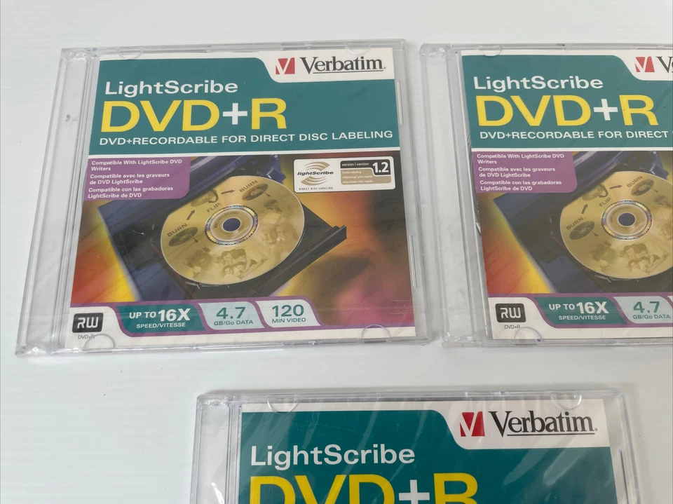 3x Verbatim LightScribe DVD+R Recordable Direct Disc Labeling - 4.7GB 120M 16X - Image 3 of 4