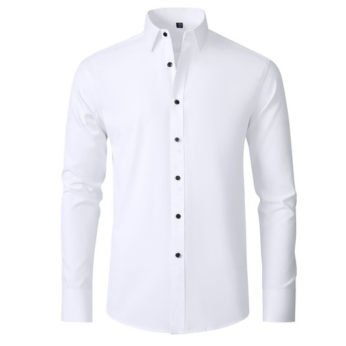 Men's Dress Shirts Formal Business Long Sleeves Slim Fit Elastic Casual Shirts - Picture 5 of 33