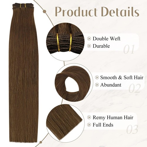 Sew-in Human Hair Extensions Weft Weave Premium Real Russian Hair Full Head 100g - Zdjęcie 41 z 108