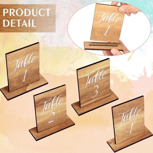 30 Pcs Wedding Wooden Table Numbers 1-30 Wedding Table Numbers with Wooden Ba... - Picture 4 of 7