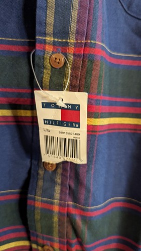 NWT Tommy Hilfiger Plaid Check Button Down Shirt Men's Size Large Cotton - Picture 7 of 8