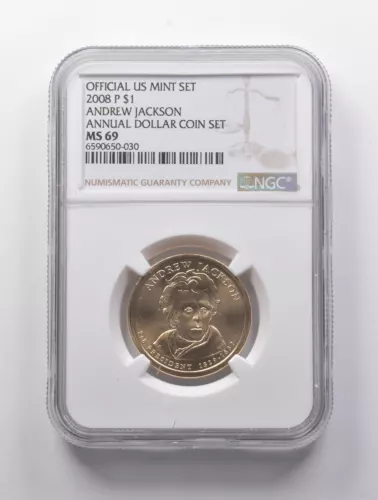 MS69 2008-P Andrew Jackson Presidential Dollar Annual Dollar Coin Set NGC *9020