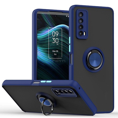 Custodia trasparente opaca per TCL Stylus 5G 2022 anello protettivo ibrido supporto metallo - Foto 2 di 16