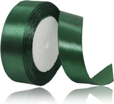 Forest Green Satin Ribbon 1 Inches X 25 Yards, Dark Green Solid Fabric Ribbon fo