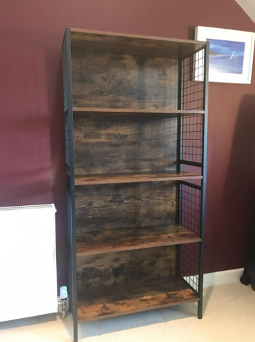 Industrial Shelving Unit Tall Vintage Bookcase Rustic Metal Hooks Retro Storage - Picture 5 of 8