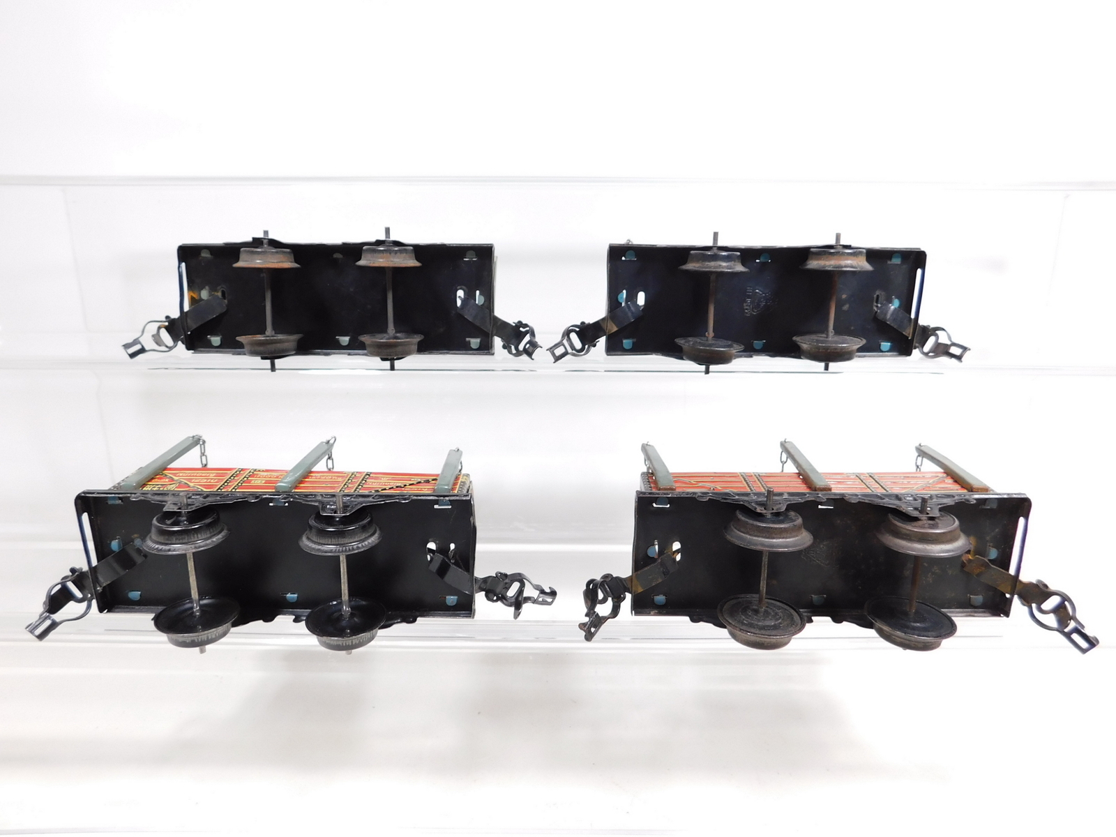 Details zu CY284-1# 4x Kraus Fandor/JKC Spur 0 Blech-Güterwagen, gute 2. Wahl, Rungenwagen Super profitabler Preis