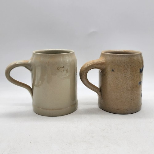 German Beer Mugs Stein Stone Ware Glazed Set Of 2 With Logos - Photo 6 sur 9