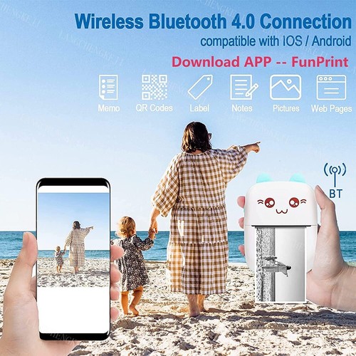 Mini Impresora Térmica de Bolsillo Teléfono Móvil Fotos Impresión de Etiquetas-Máquina Bluetooth - Imagen 12 de 26