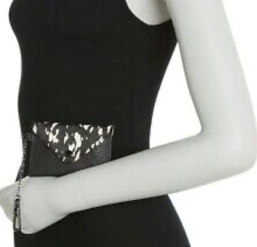 AIMEE KESTENBERG ASHLEY STATIC HAIR CALF BLACK LEATHER POUCH GUNMETAL HARDWARE - Picture 11 of 11