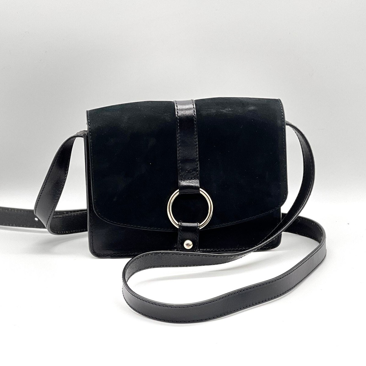 OTHER STORIES Ring Leather Crossbody Bag Womens Black Rectangle Mini eBay