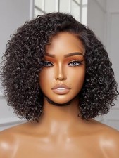 Short Kinky Curly Lace Front Human Hair Wig PrePlucked Brazilian Human Hair 180 