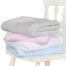 Baby Fleece Blanket Newborn Toddler| 75x100cm | Pram Cot Moses | Waffle 