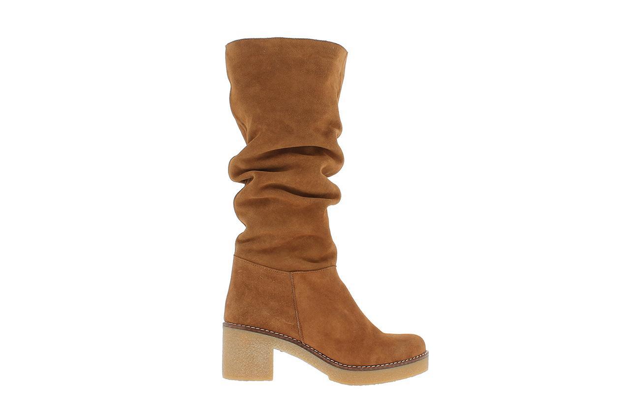 Bota de mujer en serraje Color cuero, con cierre de cremallera lateral, suela de Bota de mujer mujer mujer en serraje Color cuero, con cierre de cremallera lateral, suela de en venta en línea